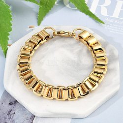 304 Stainless Steel Box Chain Bracelets for Women Men, Ion Plating(IP), Golden, 8-1/4 inch(20.8cm)(BJEW-F488-47G)
