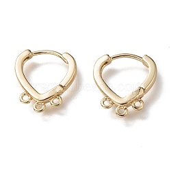 Brass Huggie Hoop Earring Findings, with Horizontal Loop, Long-Lasting Plated, Real 18K Gold Plated, 16x15x2mm, Hole: 1.2mm, Pin: 1mm(EJEW-O107-02G)