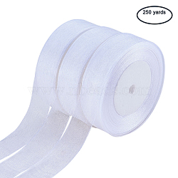 Organza Ribbon, White, 1 inch(25~26mm), about 50yards/roll, 5rolls/group(ORIB-T001-25mm-1001)