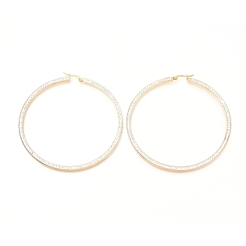 304 Stainless Steel Hoop Earrings, with Polymer Clay Rhinestones, Flat Ring Shape, Golden, 81x79x2.6mm, Pin: 0.7mm