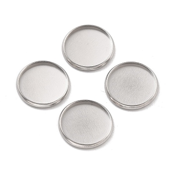 316 Surgical Stainless Steel Cabochon Tray Settings, Plain Edge Bezel Cups, Flat Round, Stainless Steel Color, 15.5x2mm
