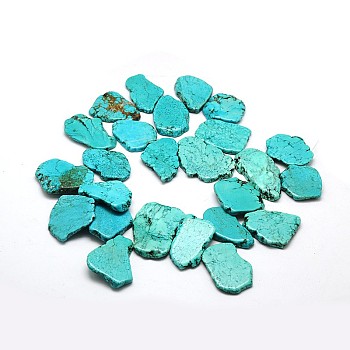 Nuggets Natural Magnesite Beads Strands, Dyed & Heated, 22~36x38~59x5~8mm, Hole: 1mm, 16.5 inch, about 3strands/kg