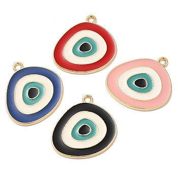 Alloy Enamel Pendants, Long-Lasting Plated, Cadmium Free & Nickel Free & Lead Free, Golden, Evil Eye Charm, Mixed Color, 24x24x1.6mm, Hole: 1.6mm
