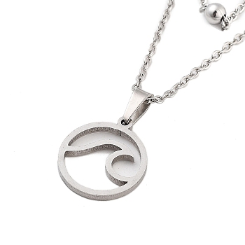 Stainless Steel Pendants Necklaces, Cable Chain Necklaces, Ring, 16.97 inch(43.1cm) Pendant: 16x14mm