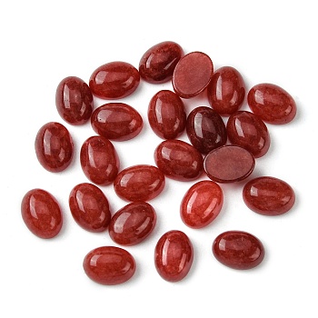 Natural White Jade Cabochons, Oval, Dyed, Dark Red, 8~8.5x6~6.5x2.5~3.5mm