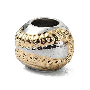 Sport Theme Alloy European Beads, Large Hole Beads, Platinum & Golden, Baseball, 9.5x7.5mm, Hole: 4.5mm