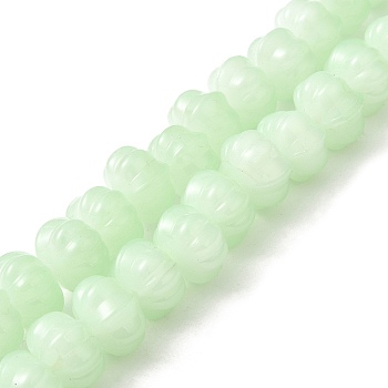 Opaque Normal Glass Beads, Pumpkin, Pale Green, 9x11x12mm, Hole: 1.2mm, about 74pcs/strand, 23.23 inch(59cm)