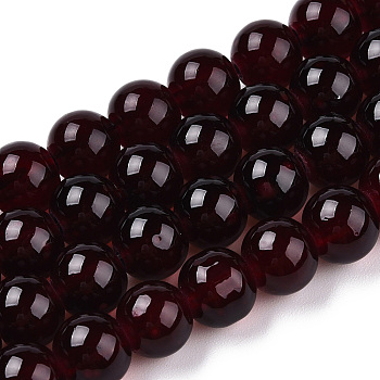 Baking Painted Imitation Jade Glass Round Bead Strands, Coconut Brown, 8.5~9mm, Hole: 1.5mm, about 100~105pcs/strand, 31.8 inch