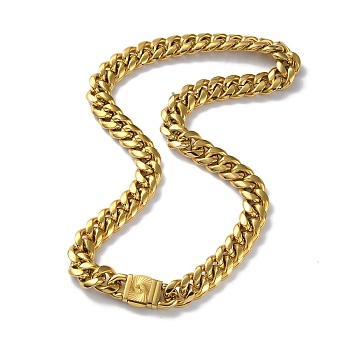 Ion Plating(IP) 304 Stainless Steel Cuban Link Chain Necklaces, Golden, 24.45 inch(62.1cm)