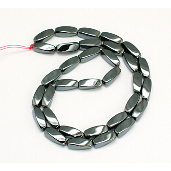Grade AA Magnetic Synthetic Hematite Twist Bead Strands, 12x5mm, Hole: 1mm, about 33pcs/strand, 15.6 inch
