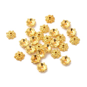 Tibetan Style Alloy Caps, Lead Free and Cadmium Free, Golden, 8x3mm, Hole: 1mm