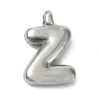 Anti-Tarnish 304 Stainless Steel Pendants, Letter Charm, Letter Z, 20x13x4mm, Hole: 1.6mm