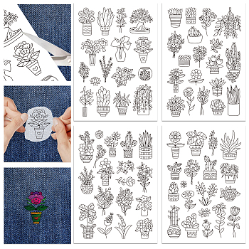 4 Sheets 11.6x8.2 Inch Stick and Stitch Embroidery Patterns, Non-woven Fabrics Water Soluble Embroidery Stabilizers, 297x210mmm