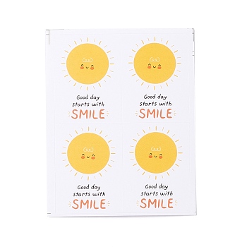 Rectangle Paper Stickers, Adhesive Label Stickers, Word with Cartoon Pattern, Sun Pattern, 8.3~10.6x6.6~6.7x0.01cm, 48pcs/bag