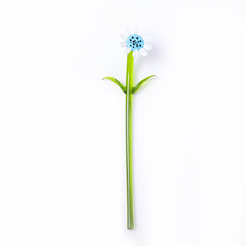 Glass Flower Display Decorations, for Home Desktop Decoration, Cornflower Blue, 210x55mm