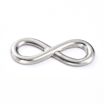 304 Stainless Steel Links Connectors, Infinity, Stainless Steel Color, 15x36x2mm, Hole: 11x8mm