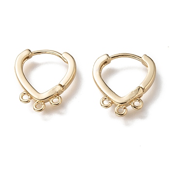 Brass Huggie Hoop Earring Findings, with Horizontal Loop, Long-Lasting Plated, Real 18K Gold Plated, 16x15x2mm, Hole: 1.2mm, Pin: 1mm