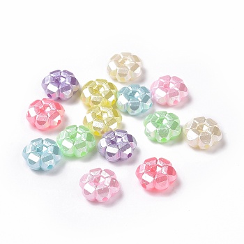 Imitation Pearl Acrylic Beads, Flower, Mixed Color, 10.5x10x4.3mm, Hole: 1.5mm