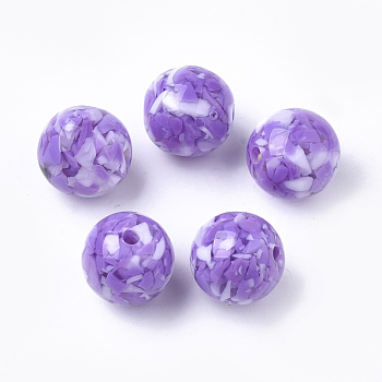 Resin Beads, Imitation Gemstone Chips Style, Round, Medium Purple, 20mm, Hole: 2.5mm