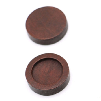 Natural Wood Cabochon Settings, Flat Round, Coconut Brown, Inner Diameter: 12mm