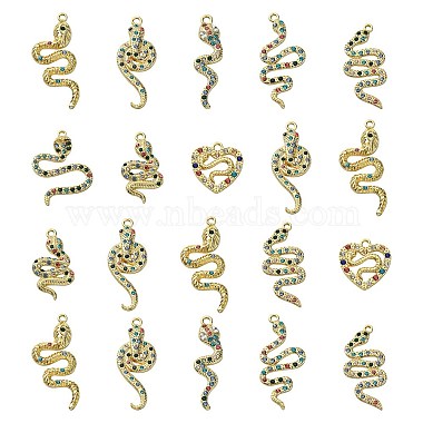 Light Gold Mixed Color Snake Alloy+Rhinestone Pendants