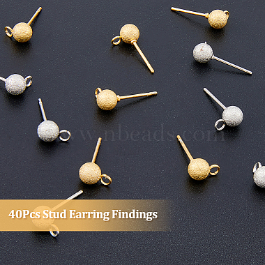 Unicraftale 40Pcs 2 Color 304 Stainless Steel Stud Earring Findings(STAS-UN0044-44)-3