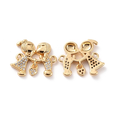 Brass Micro Pave Clear Cubic Zirconia Links Connectors(ZIRC-Z018-16G)-2