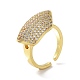 Brass with Cubic Zirconia Open Cuff Rings for Women(RJEW-A035-22G)-1