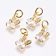 Brass Micro Pave Cubic Zirconia Bunny Charms(X-RB-I077-19G-RS)-1