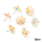 10Pcs Resin Pendants, with Golden Iron Findings, 3D Umbrella, White, 19x22x22mm, Hole: 2mm(CRES-YW0002-65A)