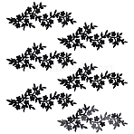 6Pcs Flower Embroider Thread Iron on/Sew On Patches, Cloth Appliques, Black, 255x95x1.5mm(PATC-MA0001-27C)