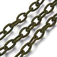 Handmade Silk Cable Chains, Olive, 9.8~12x6.8~8.5x2mm, 25~27 inch long(X-NFS037-04)