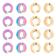 Unicraftale 12 Pair 2 Colors Vacuum Plating 304 Stainless Steel Clip-on Earring Findings, Round, Mixed Color, 11x4mm, 6 Pair/color(STAS-UN0029-80)