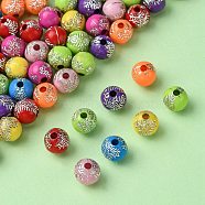 Plating Acrylic Beads, Metal Enlaced, Round , For Easter, Mixed Color, 8mm, Hole: 2mm(PACR-YW0001-17)