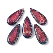 Dyed Synthetic Imperial Jasper Pendants, Teardrop Charms, Cerise, 35x15x6mm, Hole: 1.2mm(G-P529-07H)