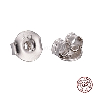 Rhodium Plated 925 Sterling Silver Ear Nuts, with 925 Stamp, Platinum, 6x6.5x3.5mm, Hole: 1mm(X-STER-K167-041P)