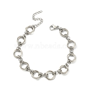 304 Stainless Steel Rings Link Chain Bracelet, Stainless Steel Color, 7-3/8 inch(18.8cm)(BJEW-TA00334-02)