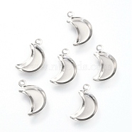 201 Stainless Steel Pendant Cabochon Settings, Moon, Stainless Steel Color, 16x9.5x1.6mm, Hole: 1.6mm, 10x3.8mm Inner Diameter(X-STAS-C021-02P)