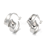 304 Stainless Steel Twist Stud Earrings for Women, Stainless Steel Color, 32x20mm(EJEW-K244-28P)