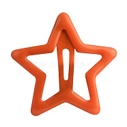 Hair Accessories Iron Snap Hair Clips, with Enamel, Star, Orange, 30x30mm(OHAR-PW0001-063-03)