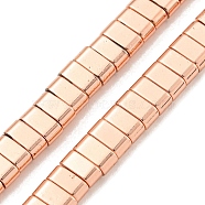 Electroplated Synthetic Non-Magnetic Hematite Beads Strands, Rectangle, 2-Hole, Rose Gold Plated, 3x6x3mm, Hole: 1.4mm, about 127pcs/strand, 15.47''(39.3cm)(G-I360-B01-03)