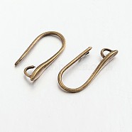 Brass Earring Hooks for Earring Designs, Ear Wire, with Horizontal Loop, Lead Free & Cadmium Free, Antique Bronze, 20.5x8.5x2.5mm, Hole: 2mm, 18 Gauge, Pin: 1mm(KK-M142-02AB-RS)