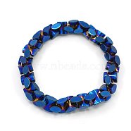 Fashion Non-Magnetic Synthetic Hematite Stretchy Bracelets, Blue, 47mm(BJEW-K001-02C)