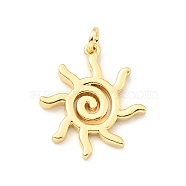 Brass Pendants, with Jump Ring, Cadmium Free & Lead Free, Sun, Real 18K Gold Plated, 21.5x18.5x1.5mm(X-KK-G416-20G)