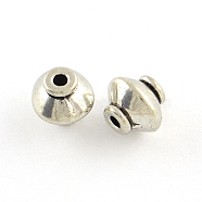 Tibetan Style Bicone Alloy Beads, Cadmium Free & Nickel Free & Lead Free, Antique Silver, 7x7mm, Hole: 2mm, about 1162pcs/1000g(TIBEB-Q060-032-FF)