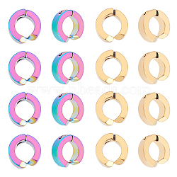 Unicraftale 12 Pair 2 Colors Vacuum Plating 304 Stainless Steel Clip-on Earring Findings, Round, Mixed Color, 11x4mm, 6 Pair/color(STAS-UN0029-80)