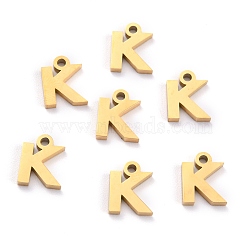 304 Stainless Steel Pendants, Matte Style, Greek Alphabet, Golden Color, Letter.K, Letter.K: 9.5x7x1.5mm, Hole: 1.5mm(STAS-F267-10K-G)