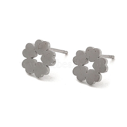 Non-Tarnish 304 Stainless Steel Stud Earrings, Flower, Stainless Steel Color, 9x8.5mm(EJEW-P244-06P)