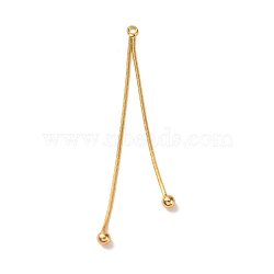 Brass Big Pendants, with Round Snake Chain Tassel, Real 18K Gold Plated, 72x3x4mm, Hole: 2mm(KK-G510-15G)