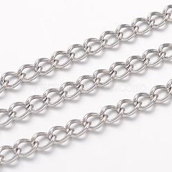 304 Stainless Steel Twisted Chains, Curb Chains, Unwelded, with Spool, Stainless Steel Color, 5x3.5x0.8mm, about 32.8 Feet(10m)/roll(CHS-H007-24P)
